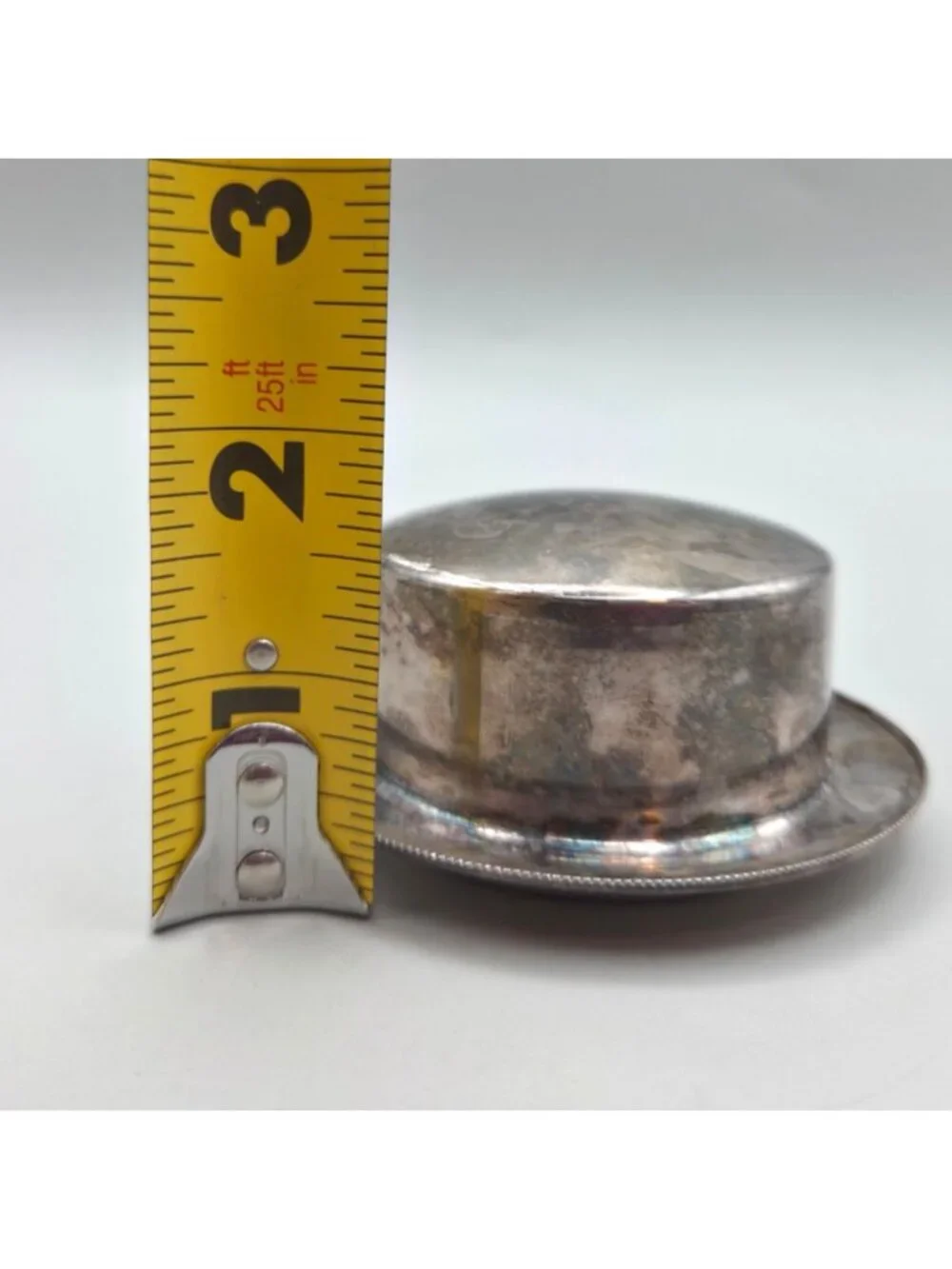 Vintage William Adams Silver Plated Top Hat Trinket Box Italy 1970s Lid